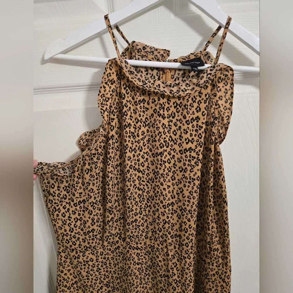 Who What Wear Brown And Black Animal Print Dress Sleeveless Size XXL - Picture 7 of 10